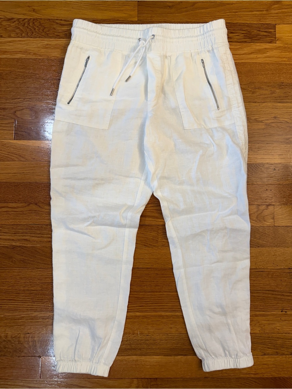 Athleta Cabo Linen Jogger Pants in White - Size 12